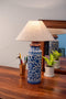 Blue Pottery Cylindrical Bottle Vase Table Lamp 29cm (Without Shade)